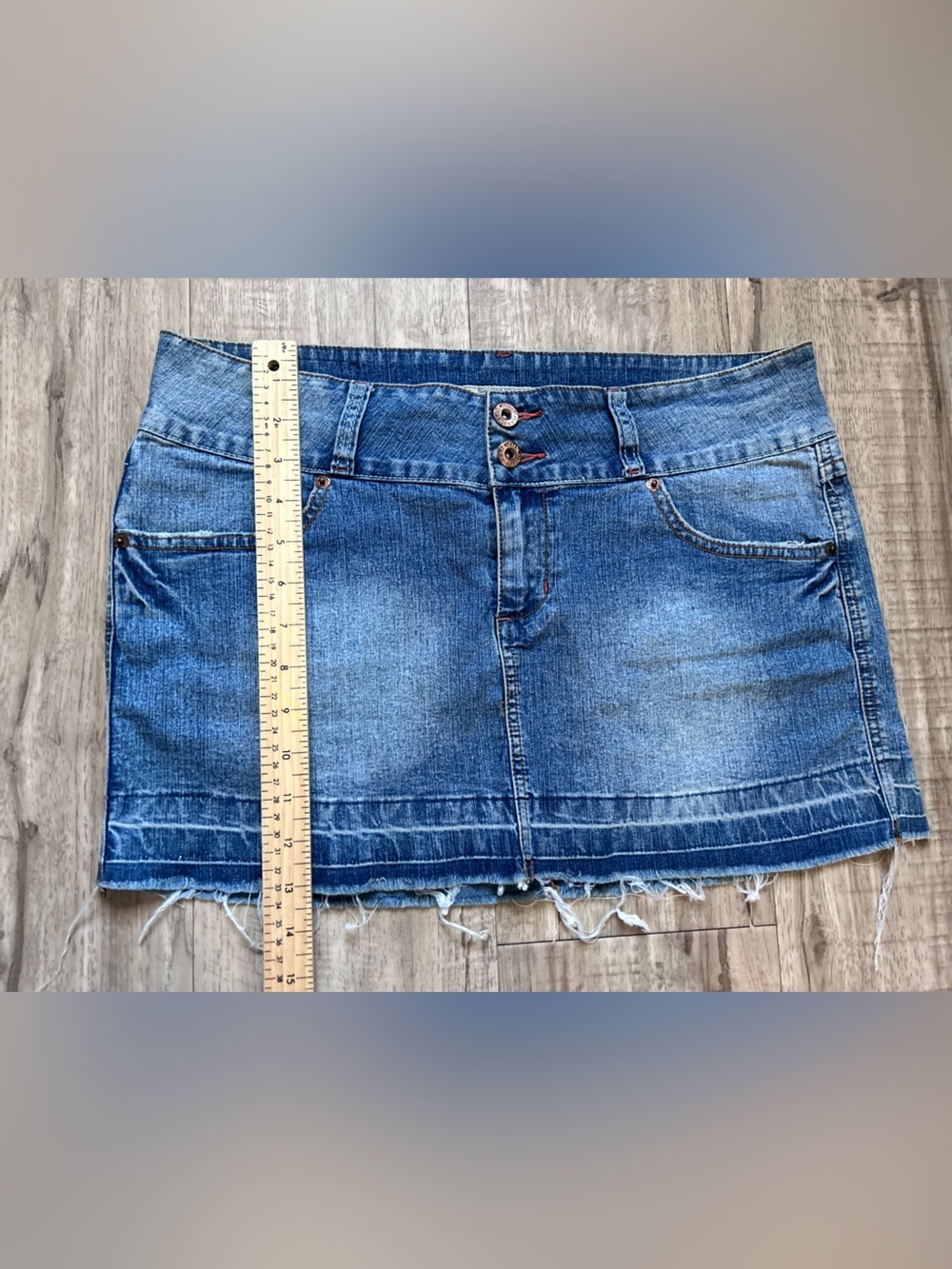 Vintage y2k 90’s blue Denim Mini Skirt western country stampede cowgirl cotton - Picture 4 of 5